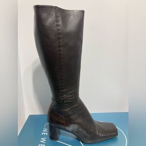 Nine West Dark Brown Leather Heeled Boots